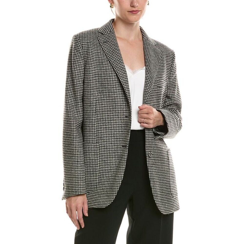 Officine Générale Womens Charlene Light Houndstooth Wool Jacket, Black